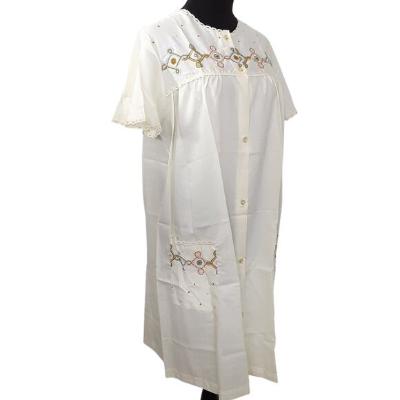 Vintage 1970s Komar Nightgown & House Coat Robe Set Embroidered Peignoir S/M - Picture 11 of 16
